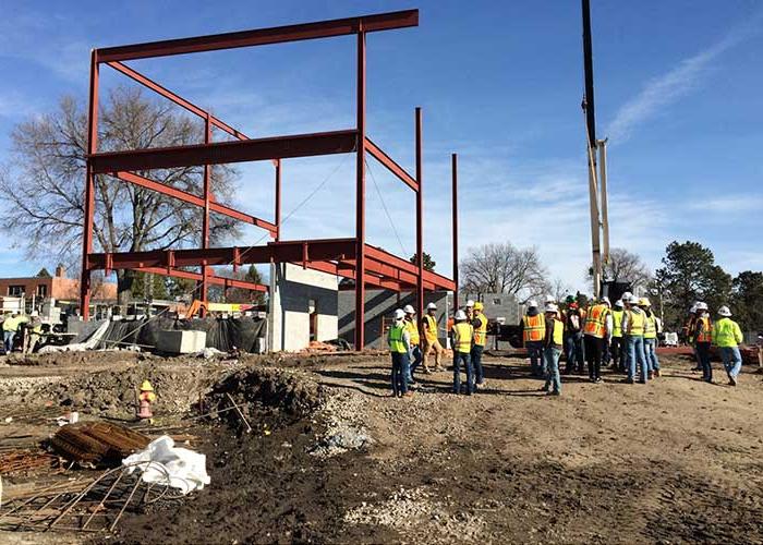 students at a construction site